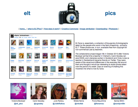 Screenshot of ELTpics home page