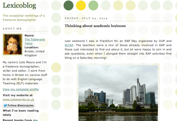 Lexicoblog - a screenshot of the homepage